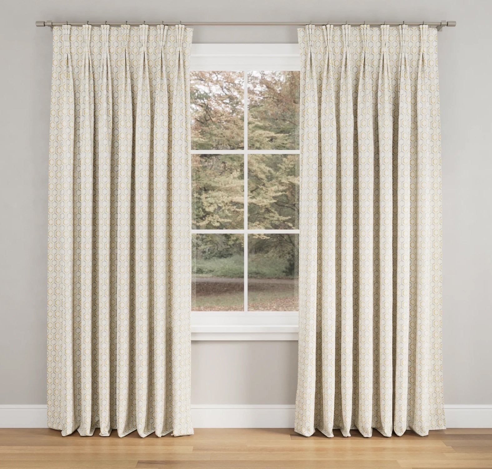 Hexagon Pinch Pleat Blackout 200% Fullness - White Lining